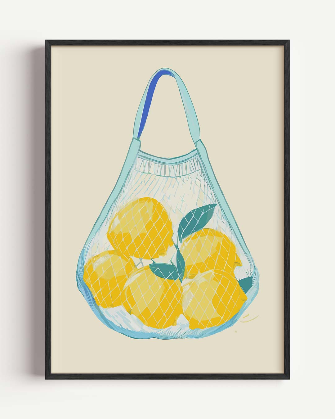 Zomerse Citroen Net-Tas – keuken portret poster als wanddecoratie