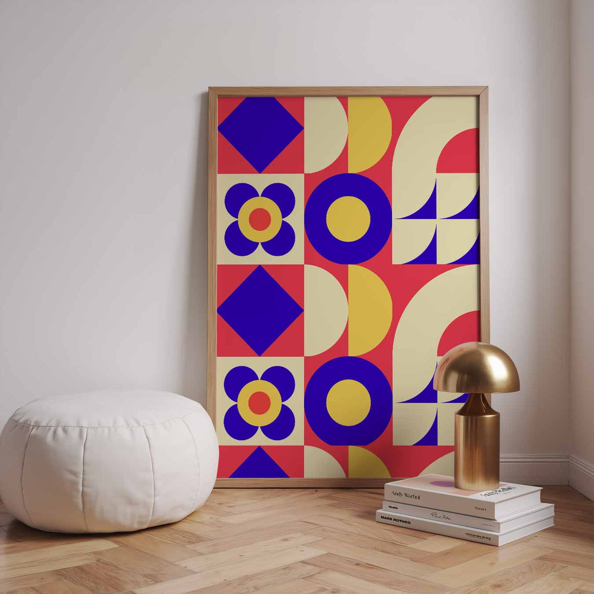Retro Vibes Geometrische – staande kleurrijke abstracte wanddecoratie van WallArtistic