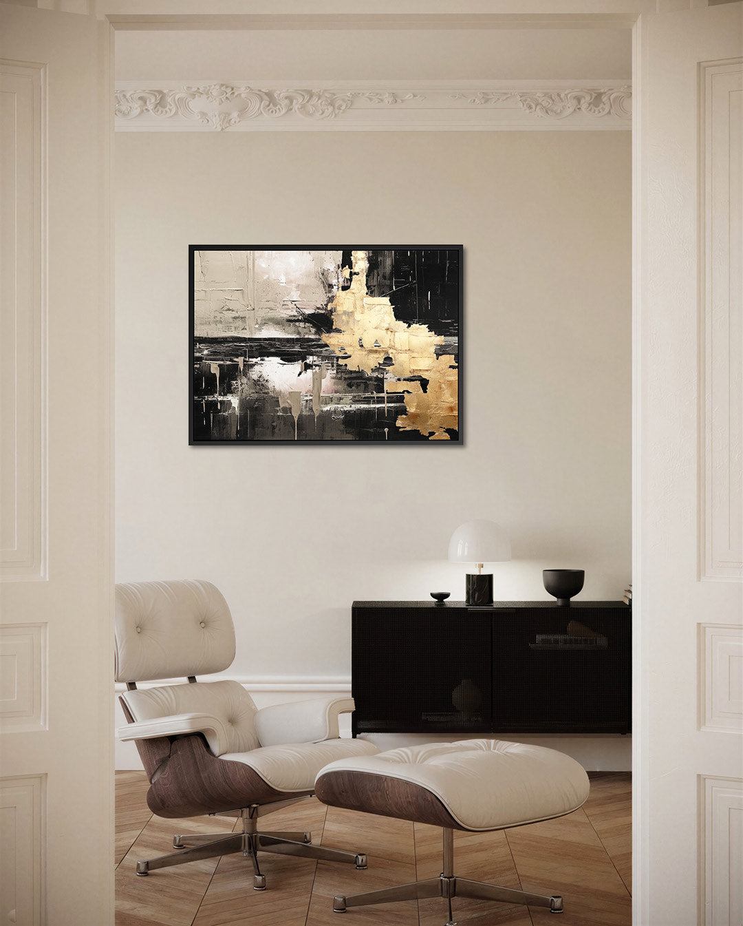 Gelaagde textuur compositie – Dynamische – liggende wanddecoratie