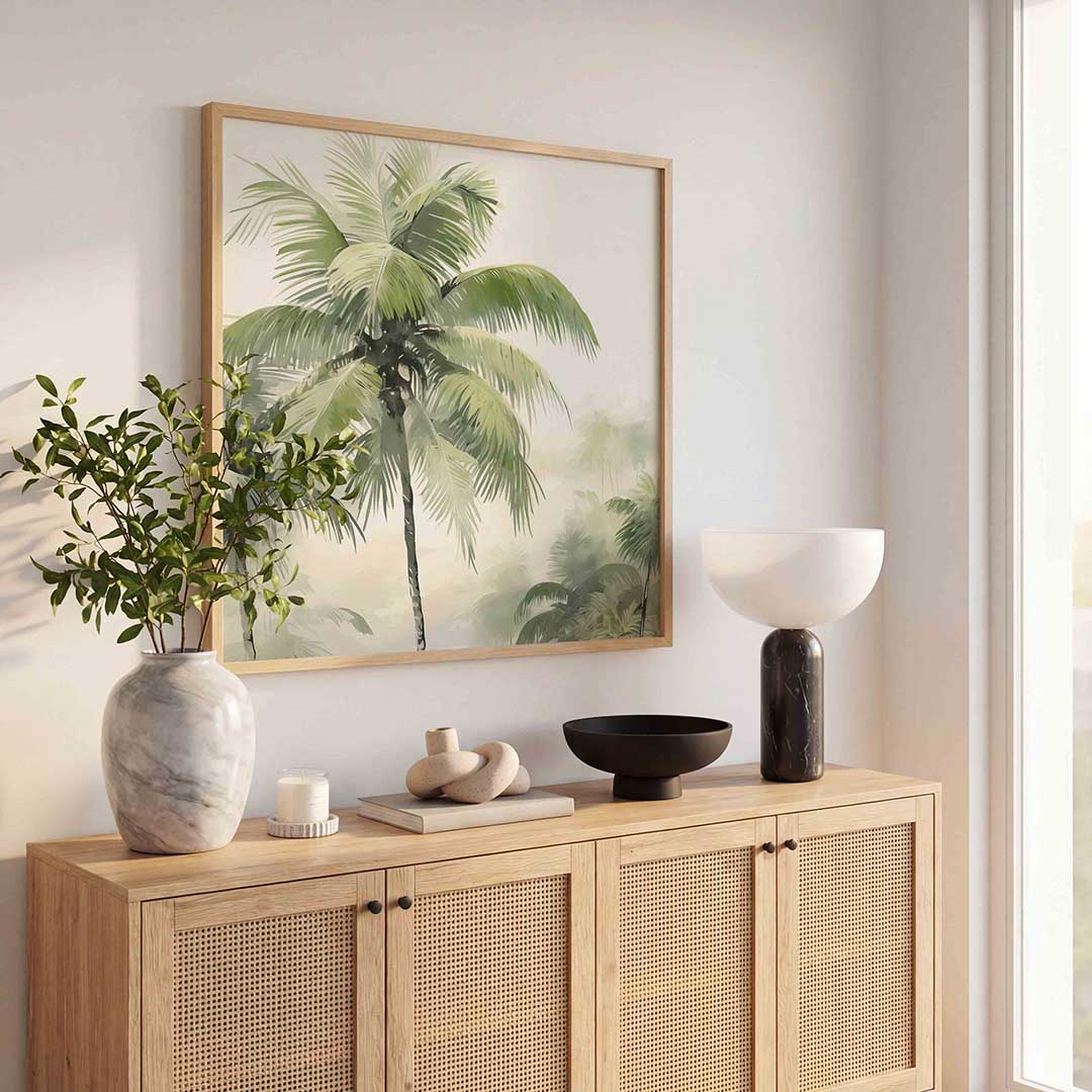 Tropische palm – vierkante jungle wanddecoratie van WallArtistic