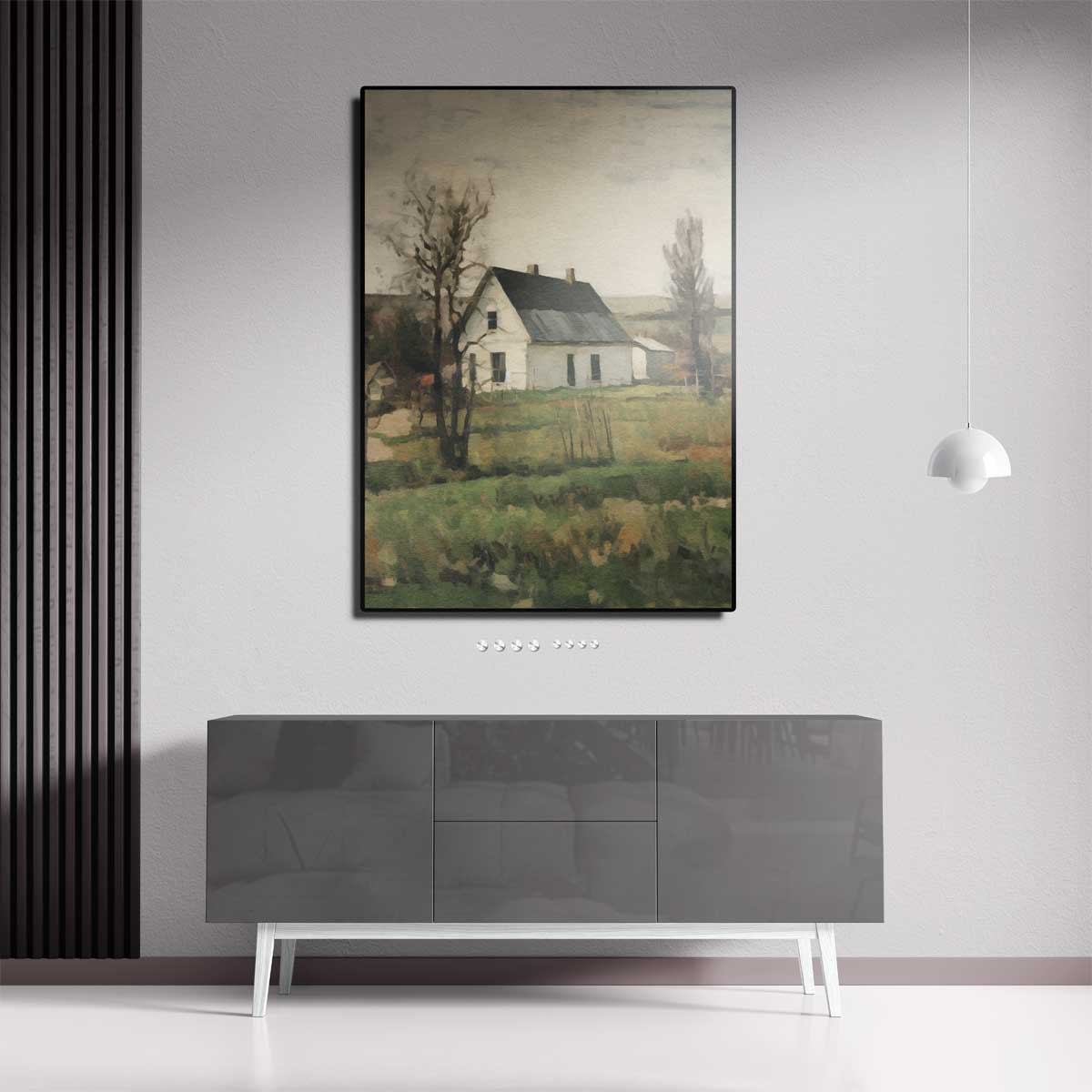 Rustiek Landhuis op het Platteland – dibond kunstwerk als wanddecoratie