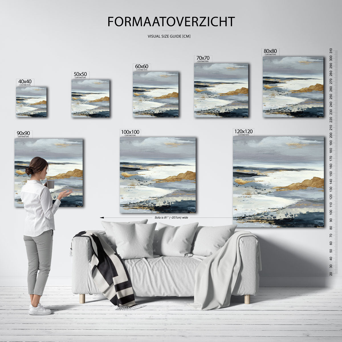 Abstracte landschapsweergave – vierkante muurposter met abstracte vormen