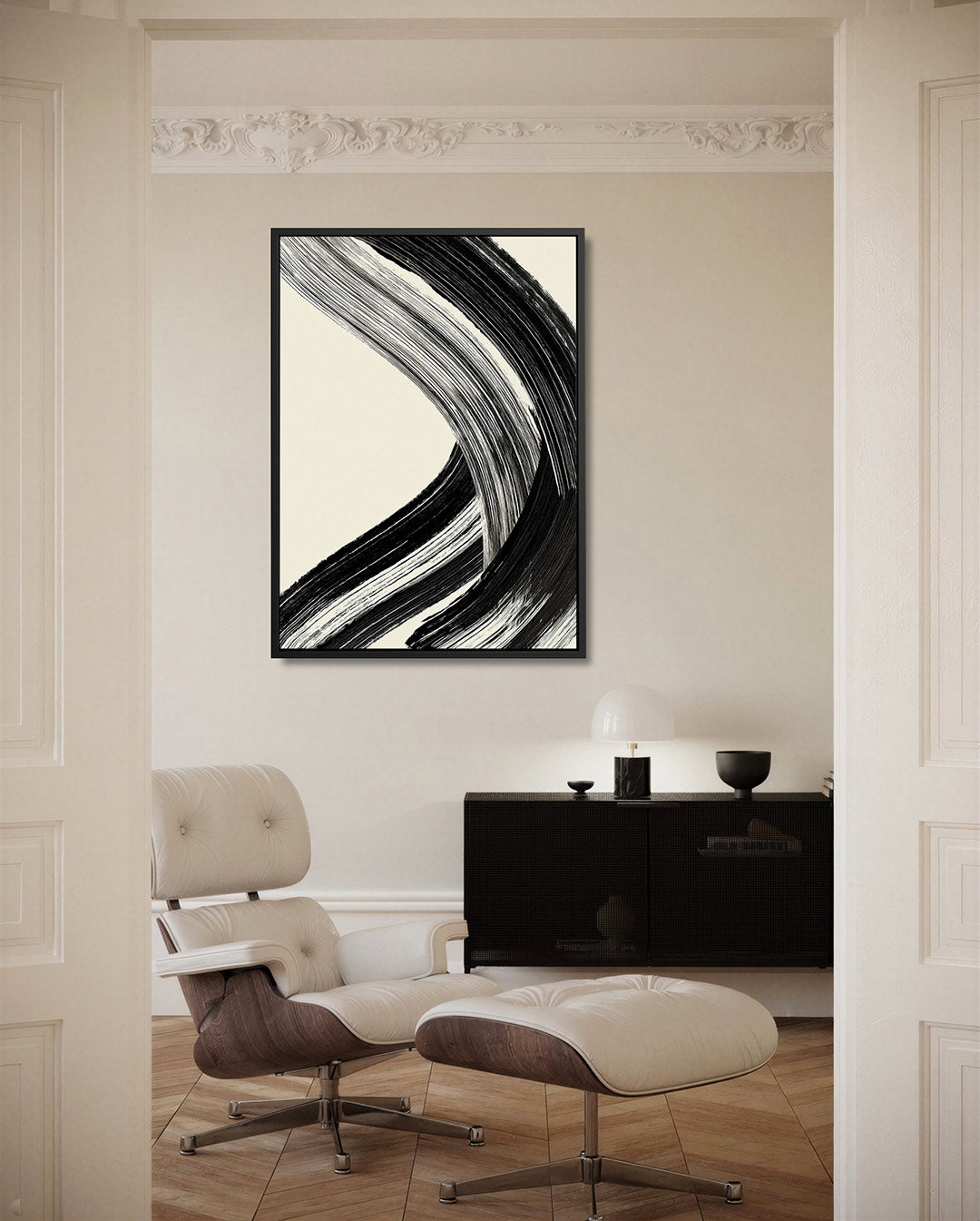 Dynamische borstelslag – moderne staande wandkunst