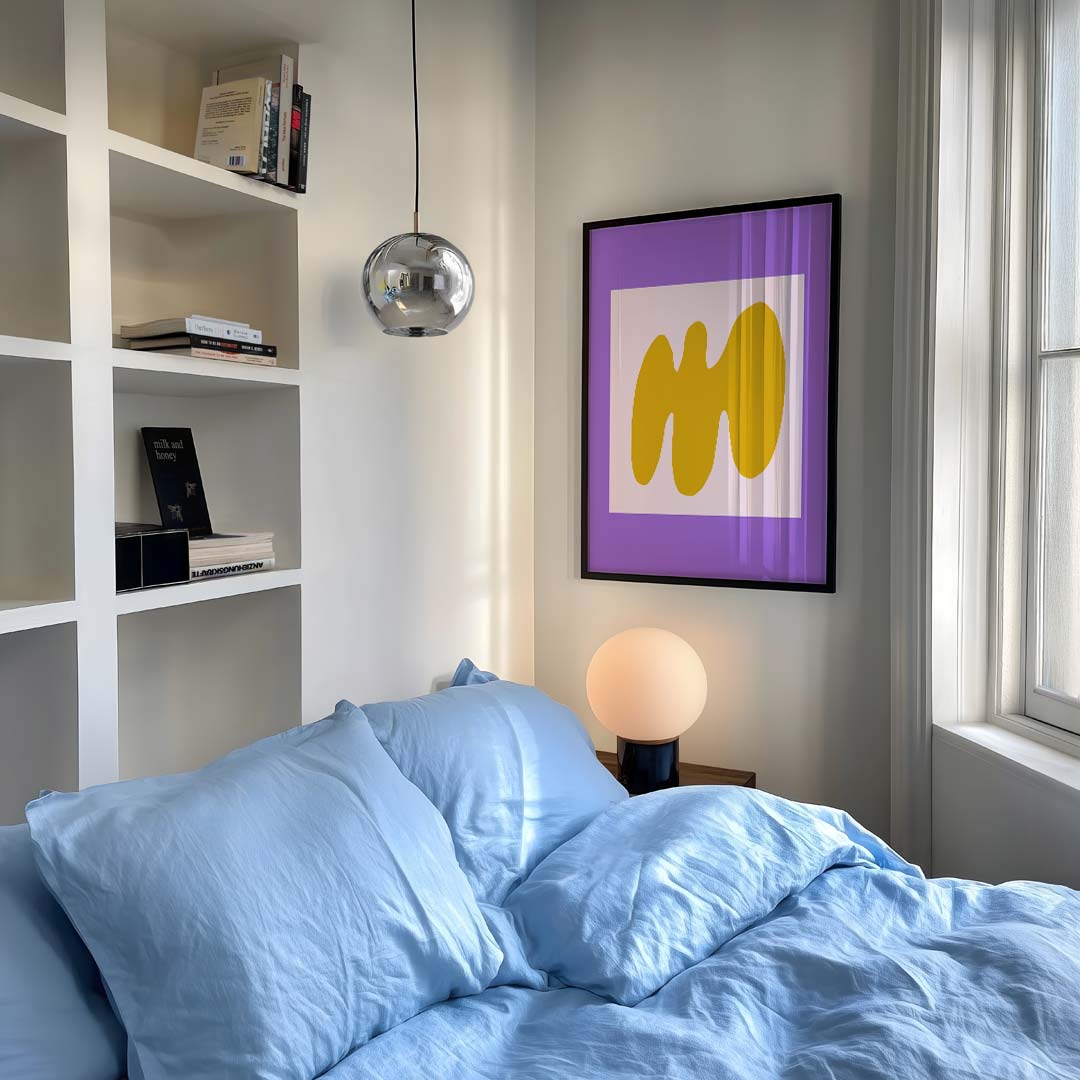 Abstracte Goud & Paars Kunstposter – staande kleurrijke abstracte wanddecoratie van WallArtistic