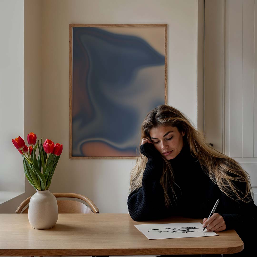 Dromerige Abstracte Kunstposter – staande muurposter met kleurrijke abstracte vormen