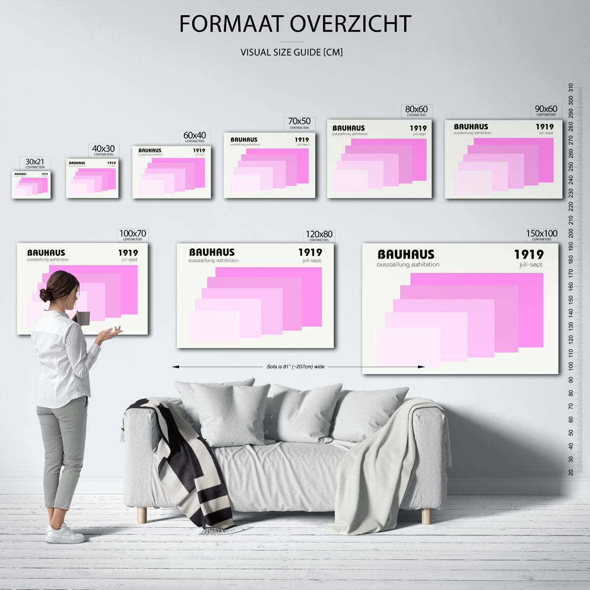 Vormritme en kleur – geometrische poster in Bauhaus-stijl van WallArtistic