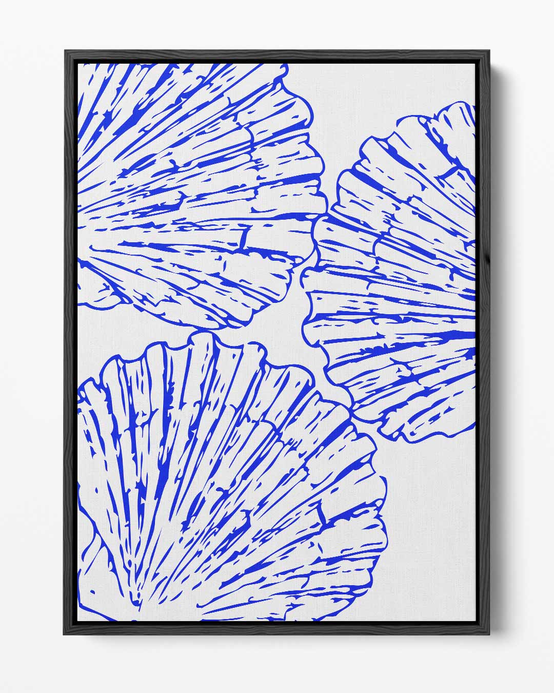 Blauwe schelpenpatroon – portret kunstwerk als wanddecoratie