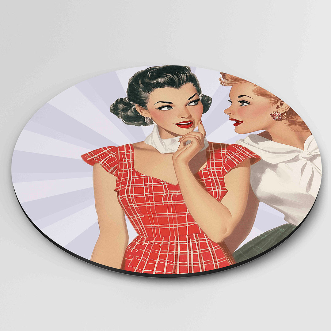 Vrouwen in retro stijl – Pop Art wandkunst als moderne muurcirkel