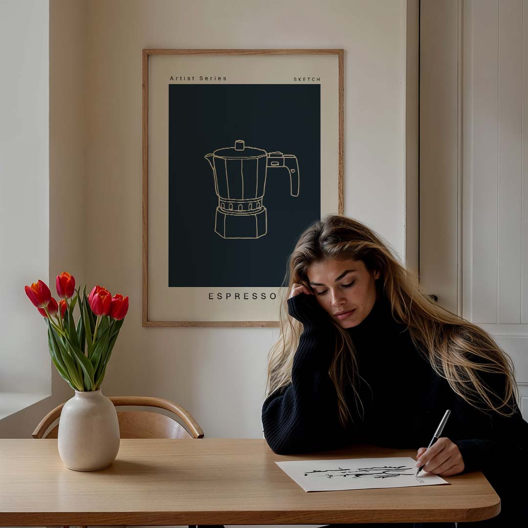 Espresso Stijlvolle Keukenkunst – culinaire wandkunst als portret poster