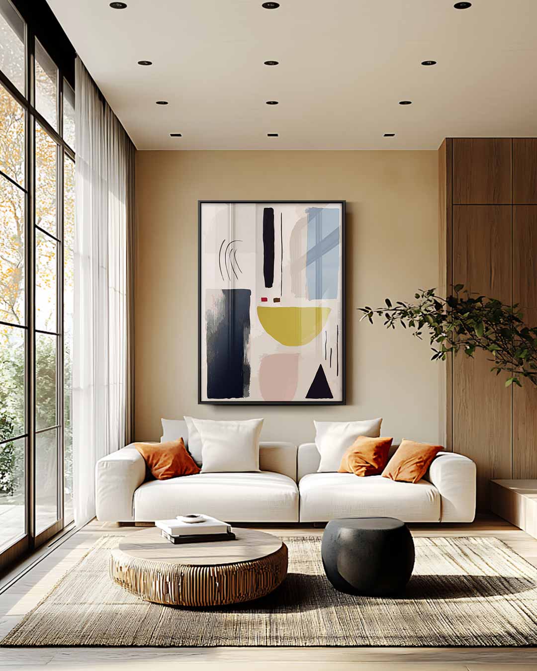 Speelse Abstractie – staande wandkunst voor woonkamer of interieur