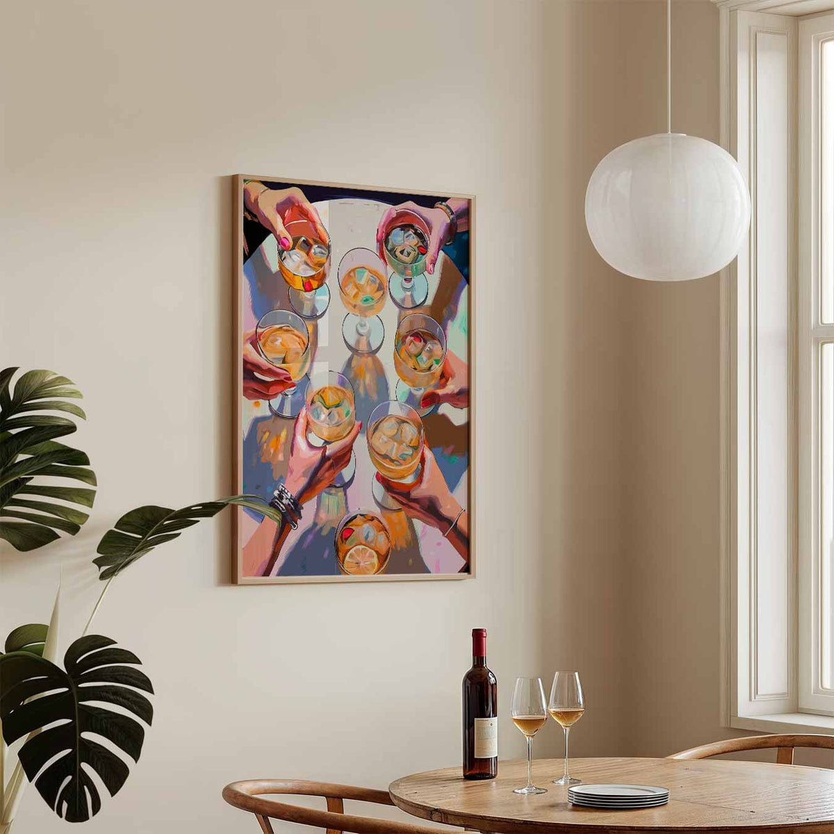Gezellige Cheers Avond – keukenposter in staand formaat