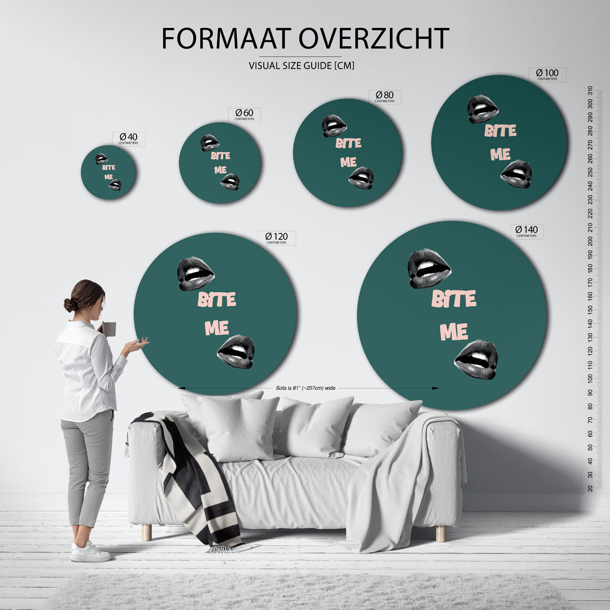 Bite me – kleurrijke ronde muurdecoratie in Pop Art stijl
