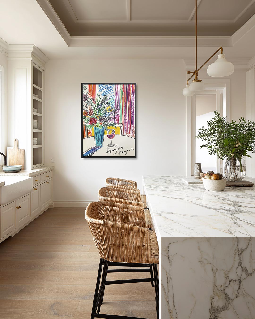 Kleurrijke bloemenvaas – staand wanddecoratie kunstwerk