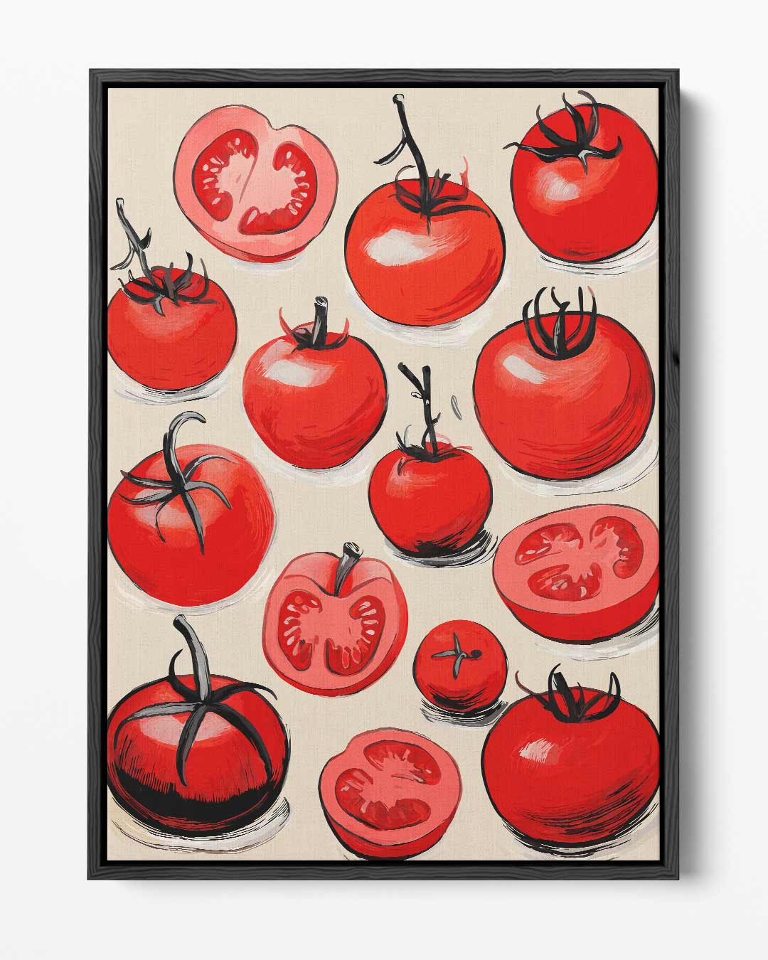 Speelse Tomaten Illustratie – portret kunstwerk als wanddecoratie