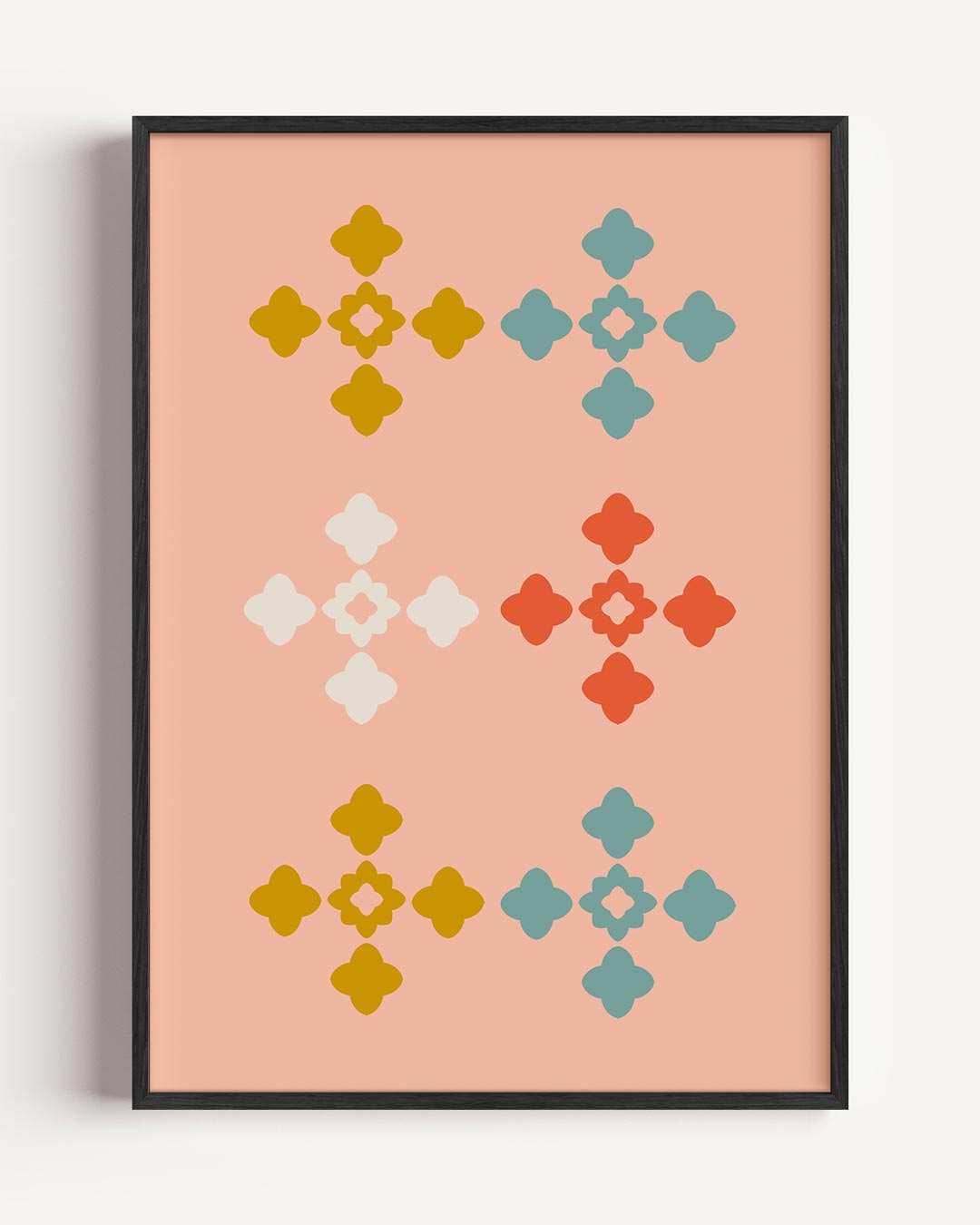 Vrolijke Symmetrie Bloemenposter – elegante portret poster als wanddecoratie