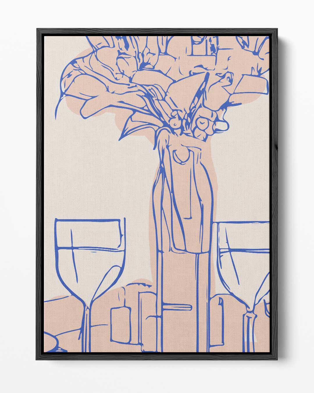 Stilleven met Wijn en Bloemen – portret kunstwerk als wanddecoratie