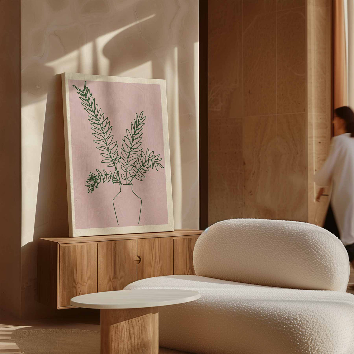 Eenvoudige Botanische Lijntekening – canvas wanddecoratie in portret formaat