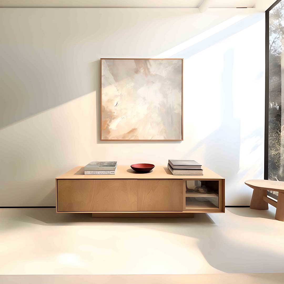 Abstracte beige textuur – vierkante abstracte wanddecoratie van WallArtistic