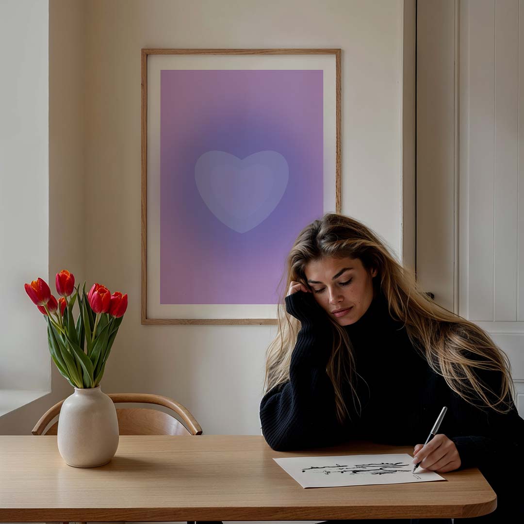 Dromerig Hart Kunstposter – staande muurposter voor een modern interieur