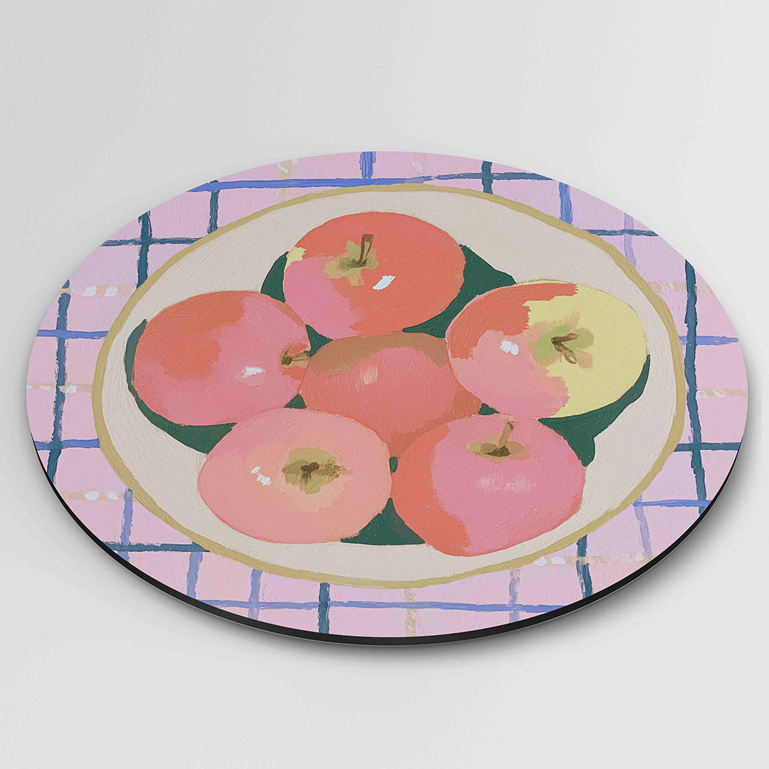 Appels in schaal – moderne ronde wanddecoratie van WallArtistic