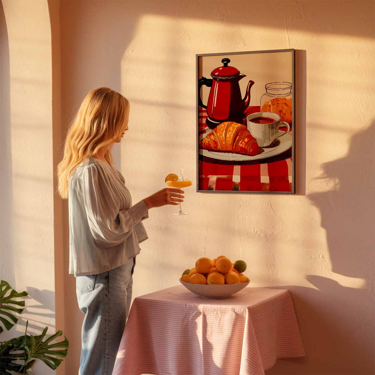 Franse Ontbijt Sfeerposter – keuken poster als sfeervolle staande wanddecoratie