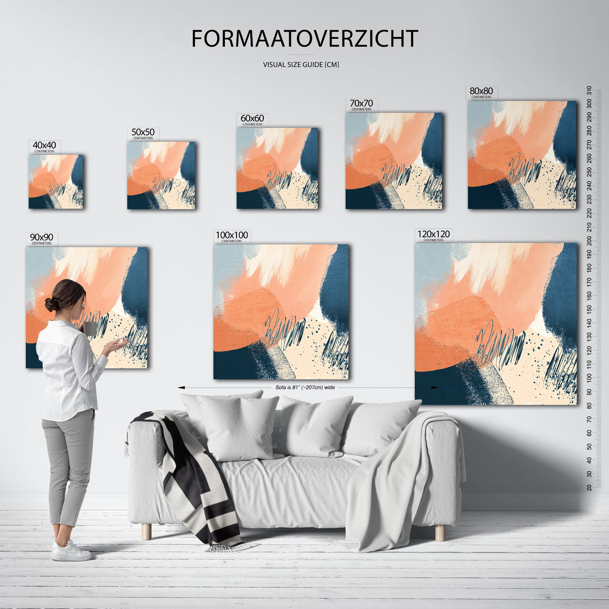 Abstracte vormen – vierkante muurposter met abstracte vormen