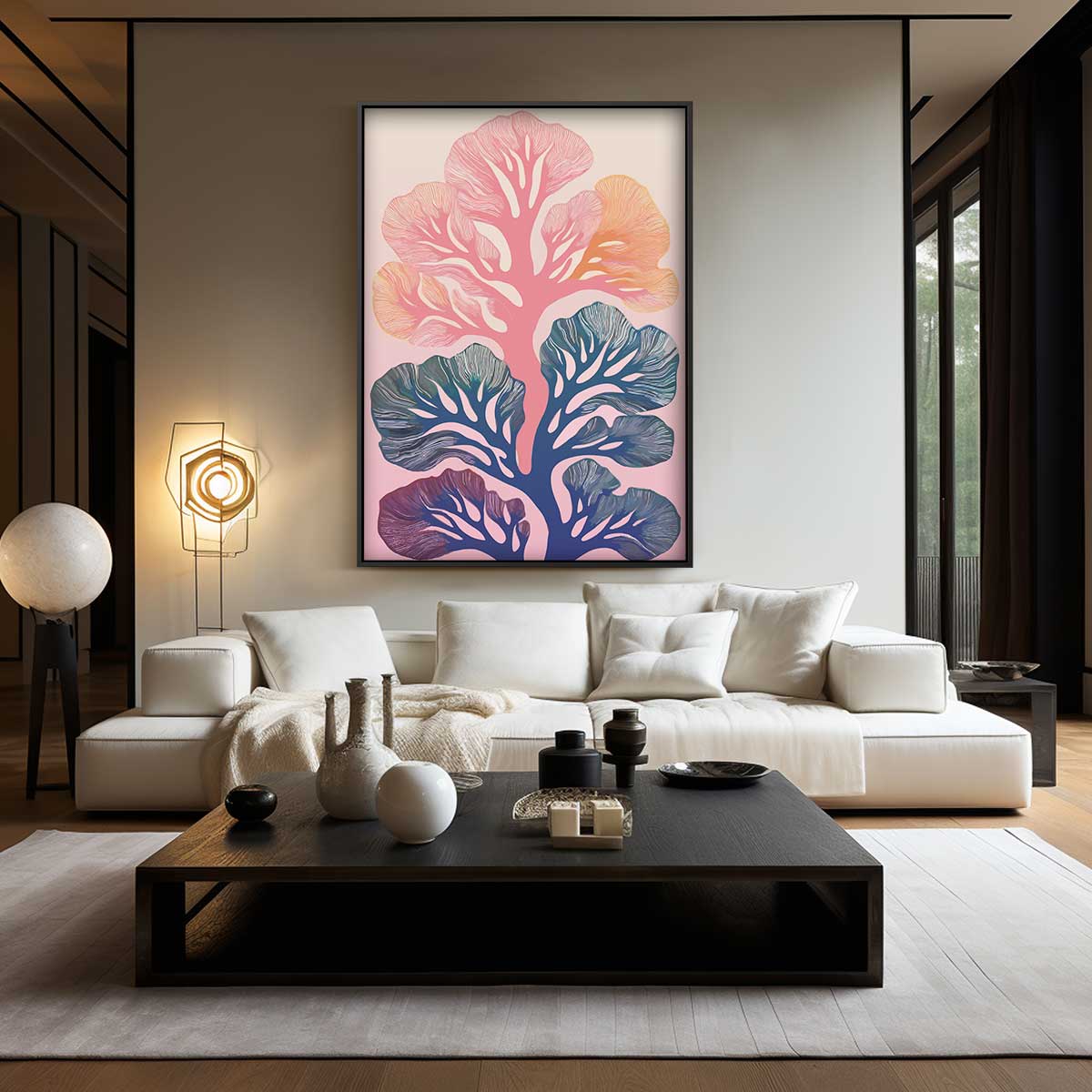 Natuurlijke Harmonie Wanddecoratie – kunstwerk met zwarte baklijst