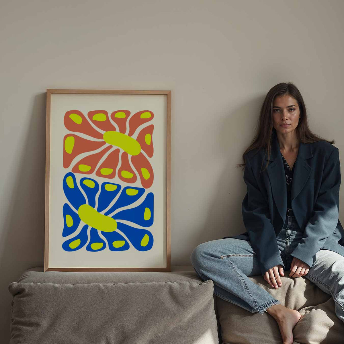 Kleurrijke Bloemen Abstractie – Streetart wandkunst als portret poster