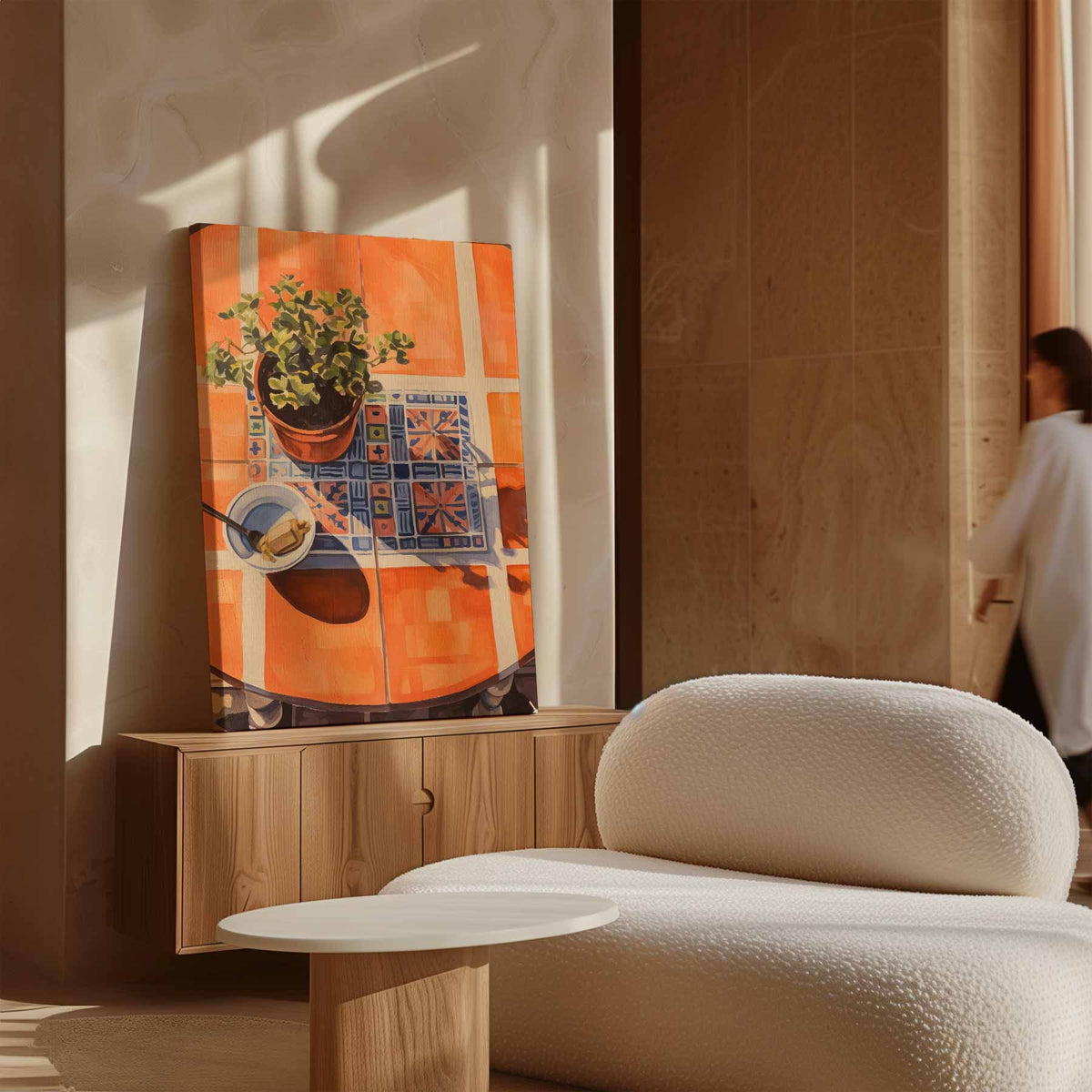 Kleurrijk Ontbijt op een Zonnige Tafel – staand kunstwerk voor modern interieur