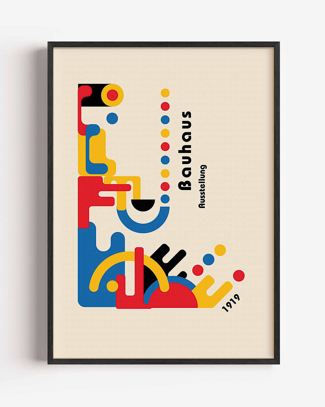 Vormen en kleurvlakken – staande Bauhaus poster als wanddecoratie