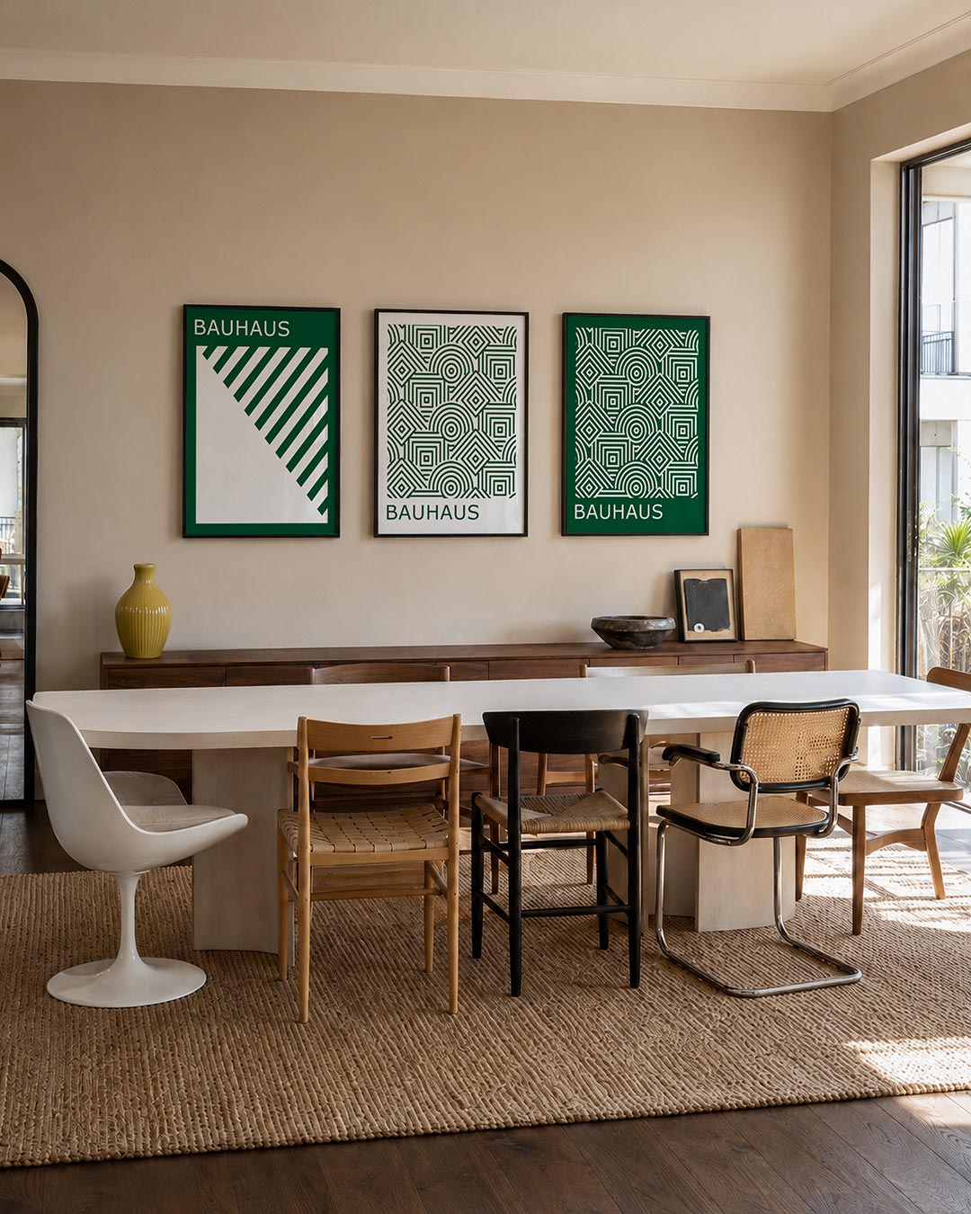 Diagonal ritme posterset – tweede productweergave – deze posterset in drie delen toont een speels lijnenspel van diagonale