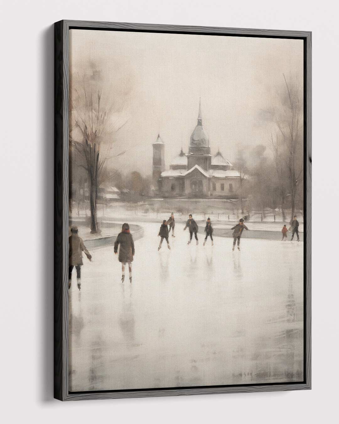 Winterse Schaatspret – dibond kunstwerk als wanddecoratie