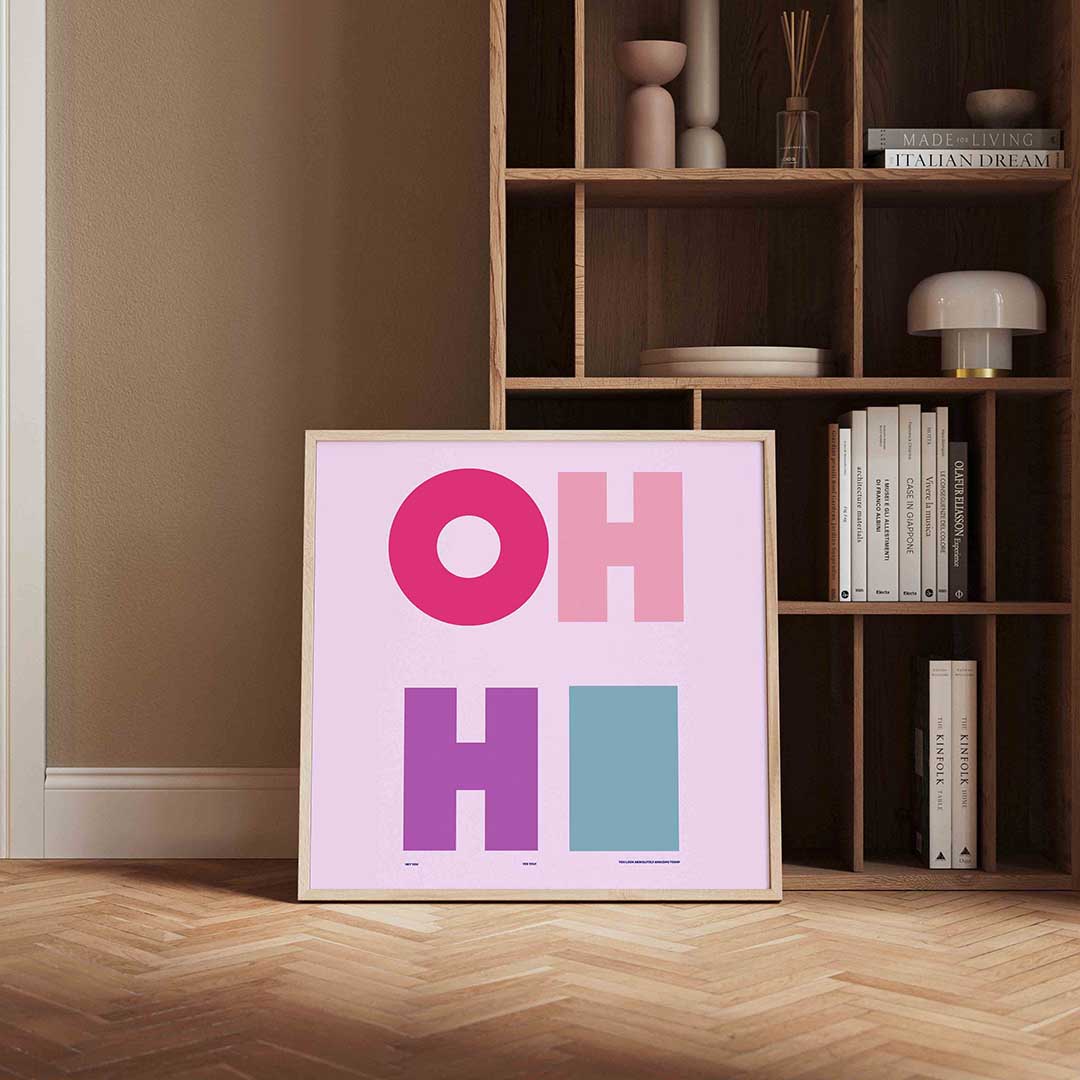 Oh hi – vierkante wanddecoratie met kleur en vorm van WallArtistic