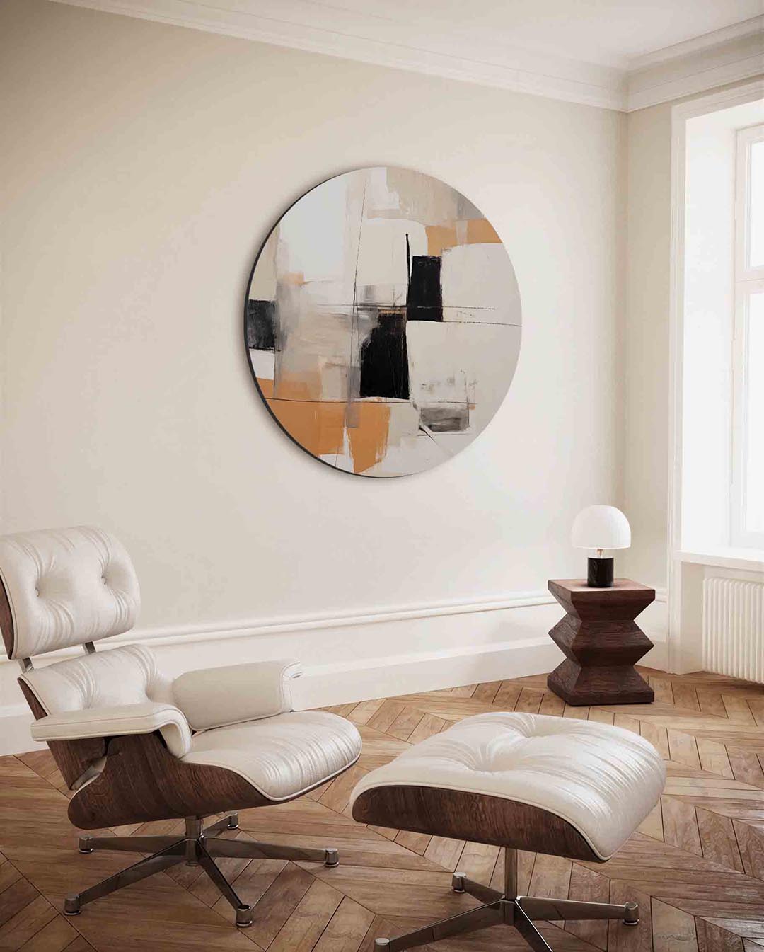 Abstracte vormen – kleurrijke ronde wanddecoratie van WallArtistic