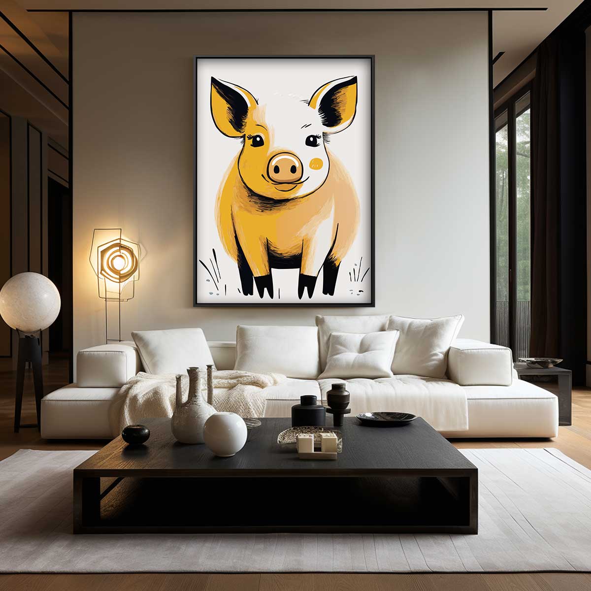 Vrolijk Varkentje – canvas wanddecoratie in portret formaat