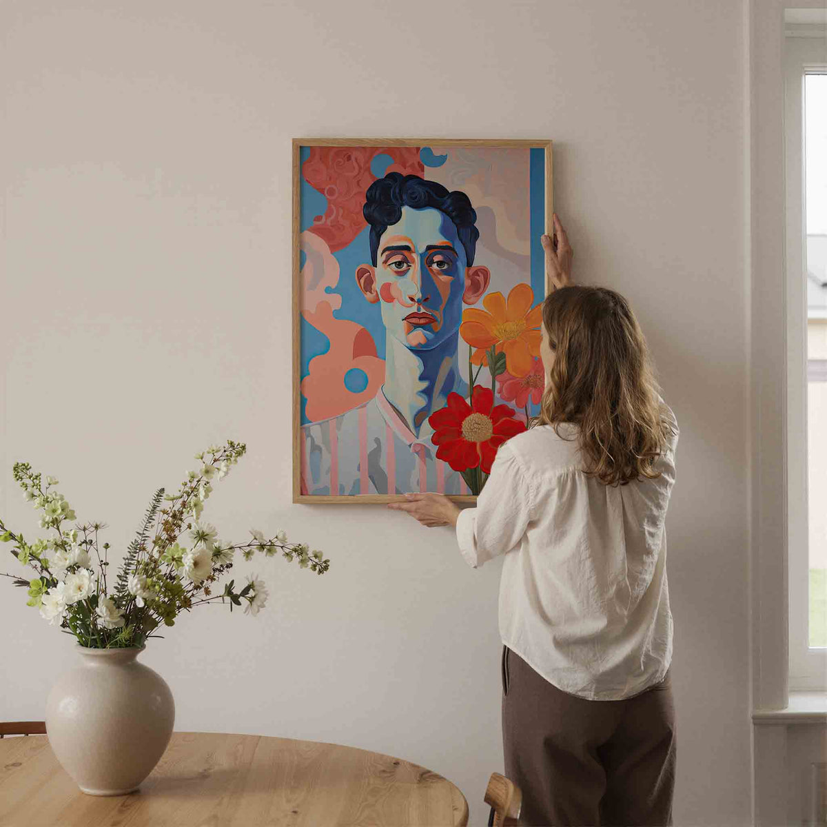 Portret met bloemen – botanische wandkunst als portret poster