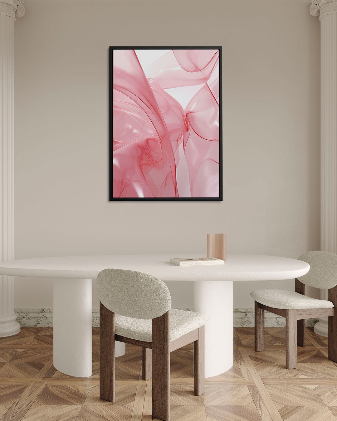 Vloeiende roze vormen – alternatieve weergave van het kunstwerk