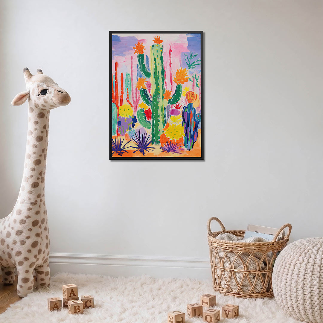 Kleurrijke cactussen – moderne staande wandkunst