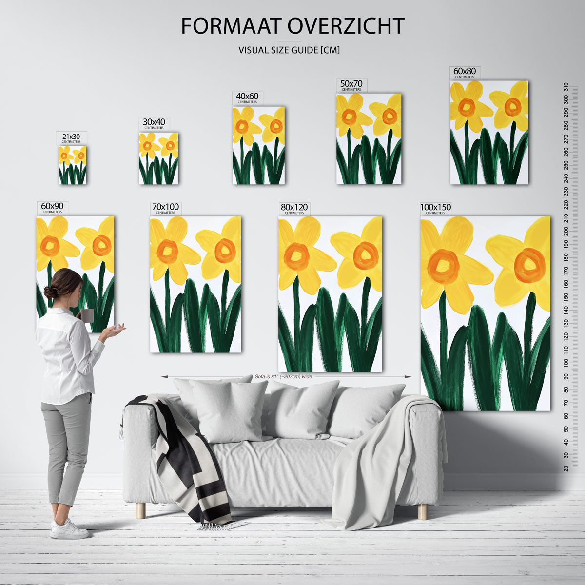 Twee gele bloemen – staande muurposter met bloemen