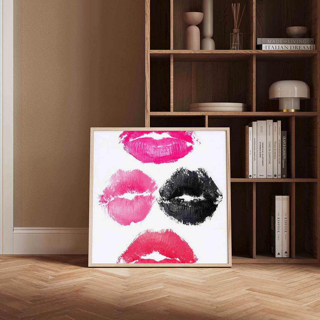 Lipafdrukken – kleurrijke Pop Art poster in vierkant formaat