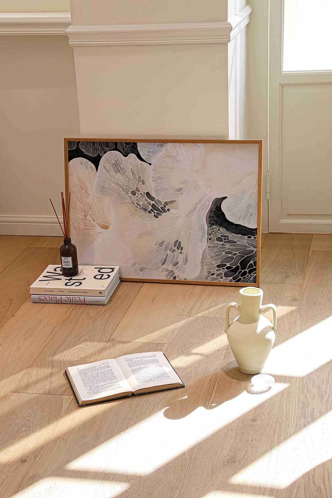 Organische vormen – liggende abstracte wanddecoratie van WallArtistic