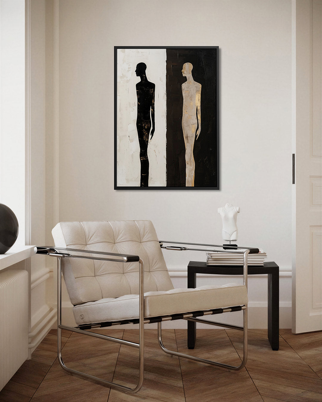 Tegenovergestelde figuren – kunstwerk als stijlvolle wanddecoratie