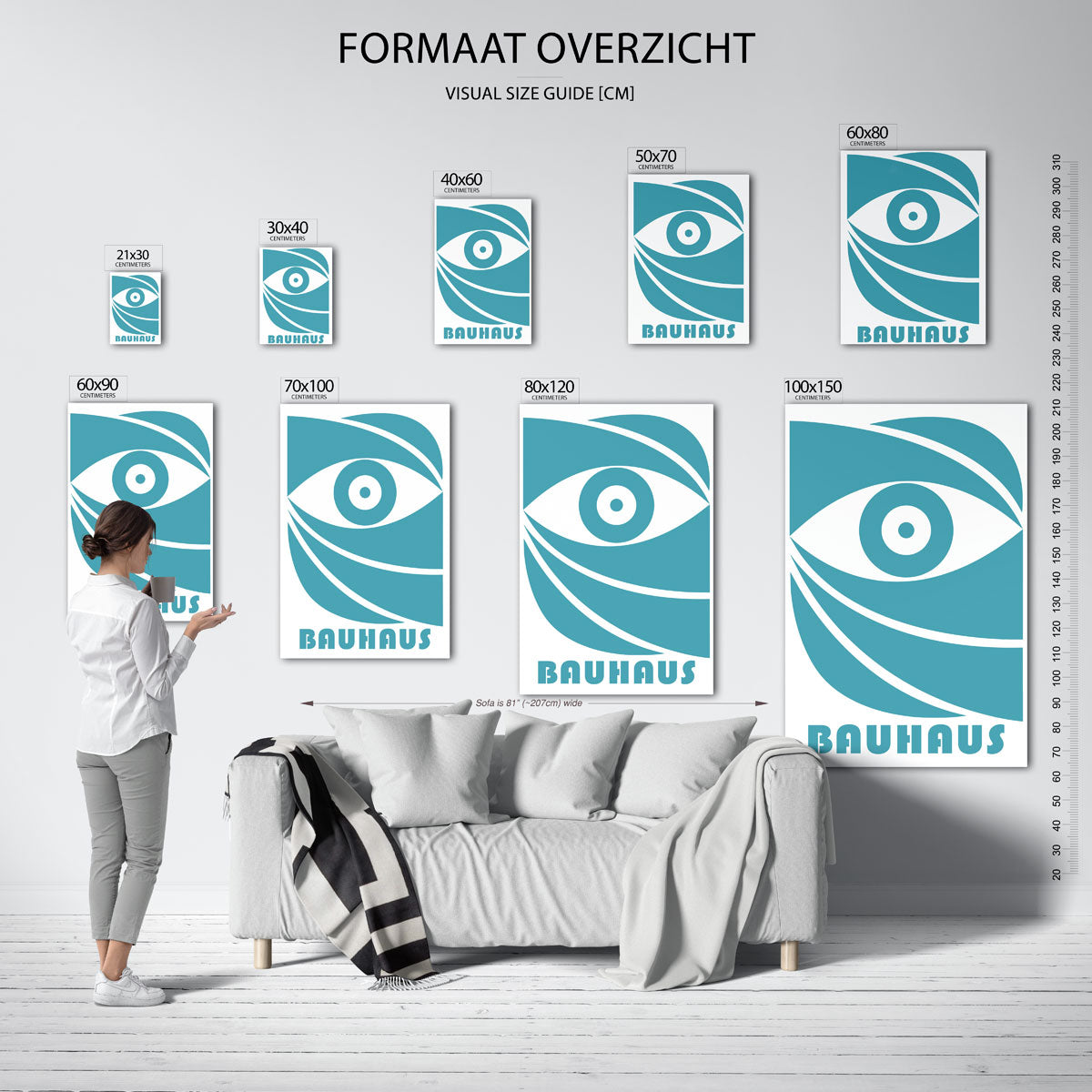Oogvorm en lijnen – geometrische poster in Bauhaus-stijl van WallArtistic