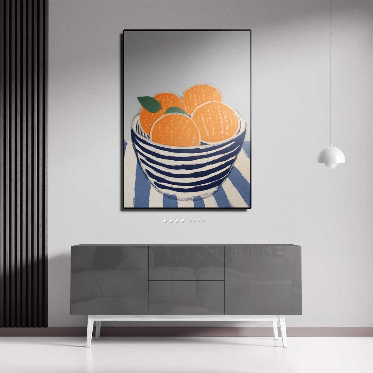 Zomerse Citrus in Streepjeskom – canvas wanddecoratie in portret formaat