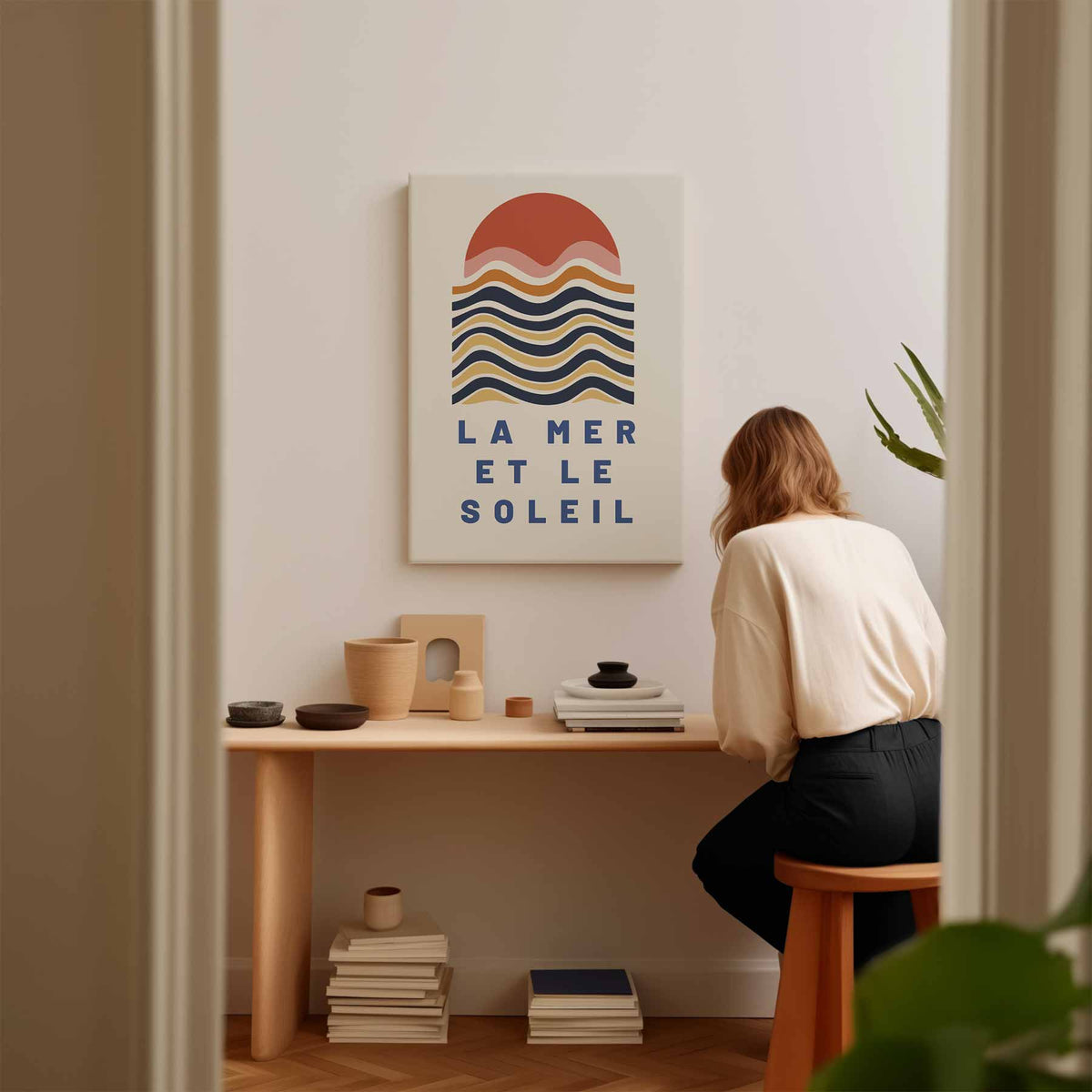 Zonsondergang aan Zee – staande wandkunst voor woonkamer of interieur