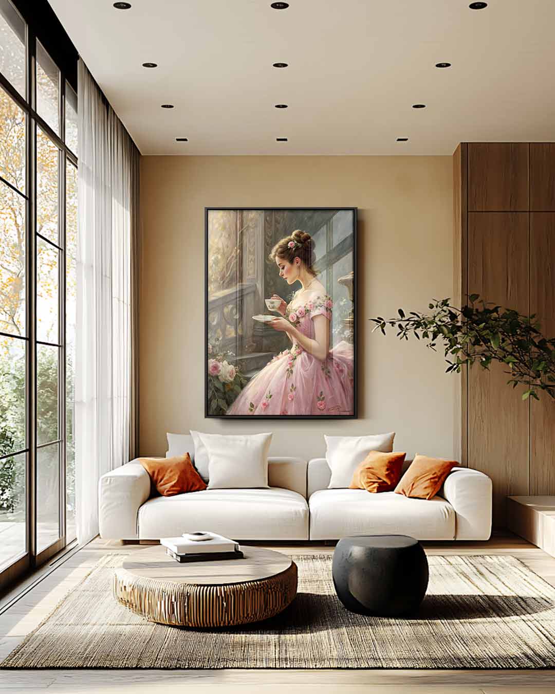 Dromerige Theetijd – plexiglas wanddecoratie in portret formaat