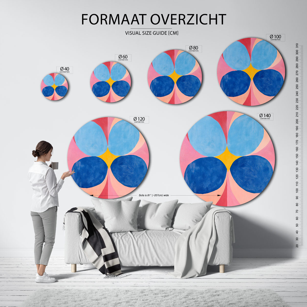 Vormen en kleuren – moderne ronde muurdecoratie met abstracte vormen