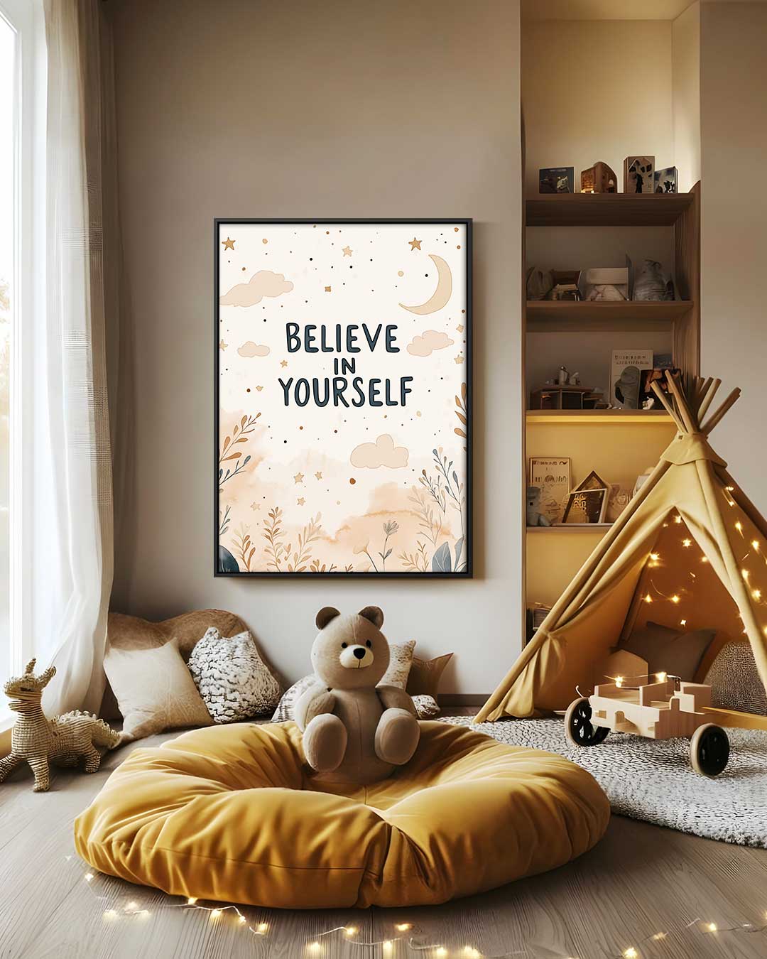 Inspirerende Poster - Believe in Yourself – staand kunstwerk voor modern interieur