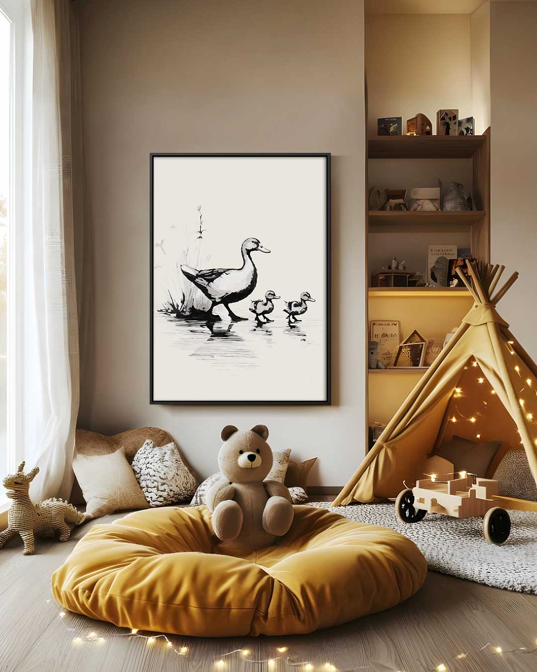 Eendjes bij het Water – modern portret kunstwerk van WallArtistic