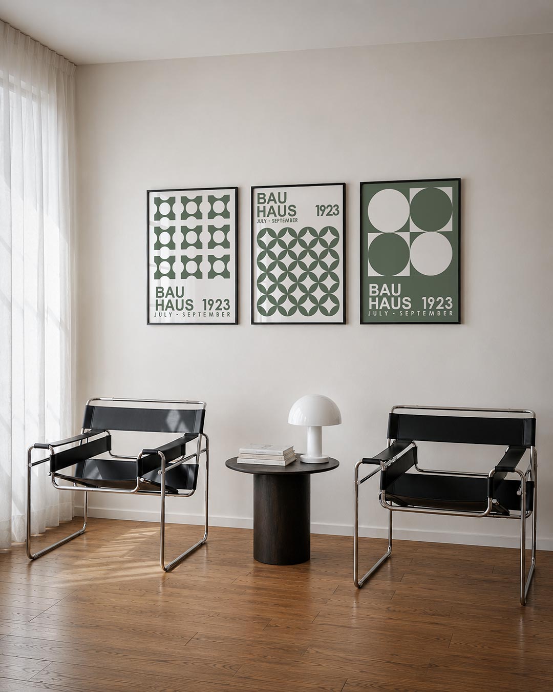 Vorm en ritme posterset – tweede productweergave – deze posterset toont een herhaling van vierkante vormen met cirkels erin